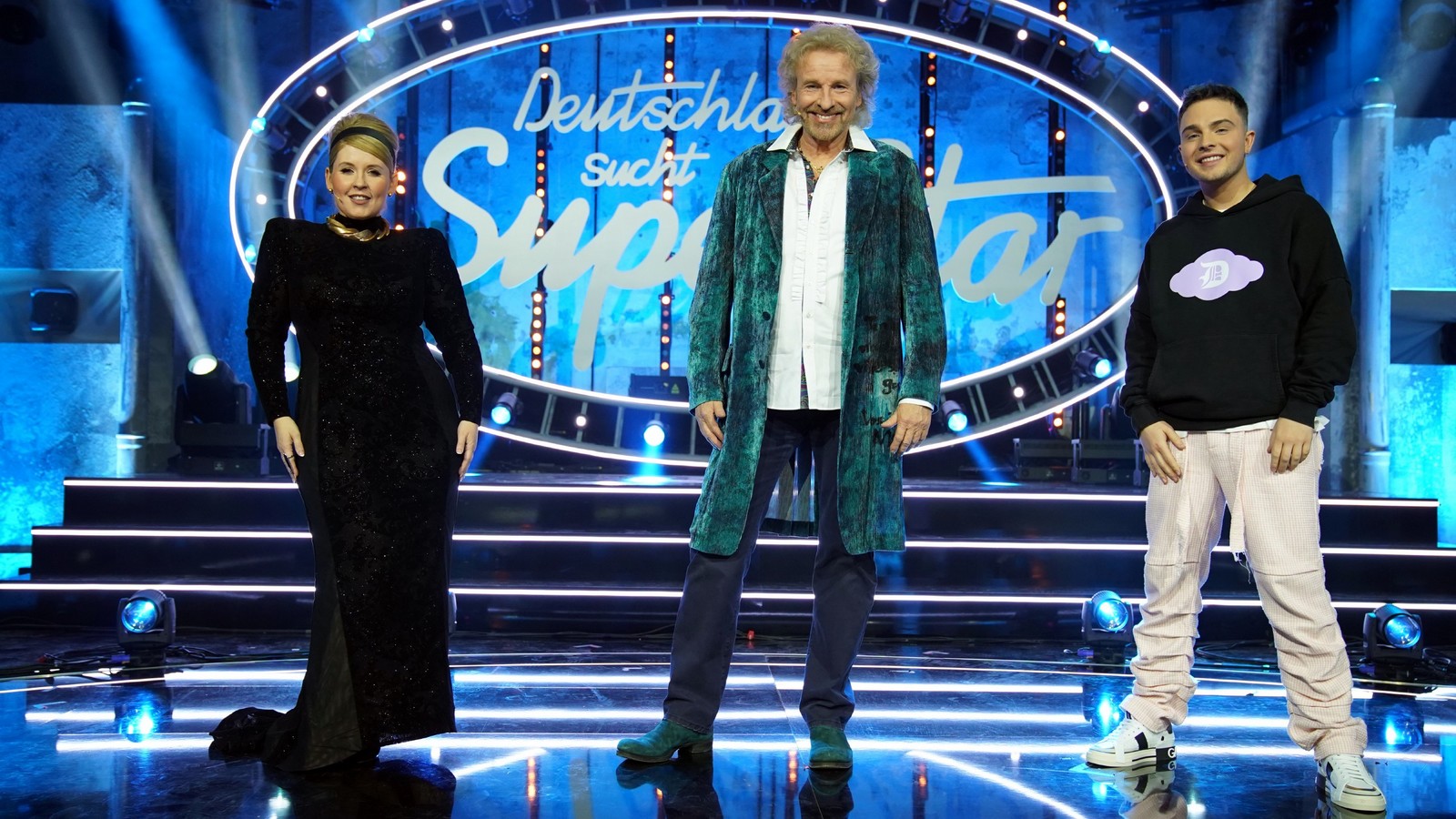 Maite Kelly, Thomas Gottschalk und Mike Singer bei DSDS