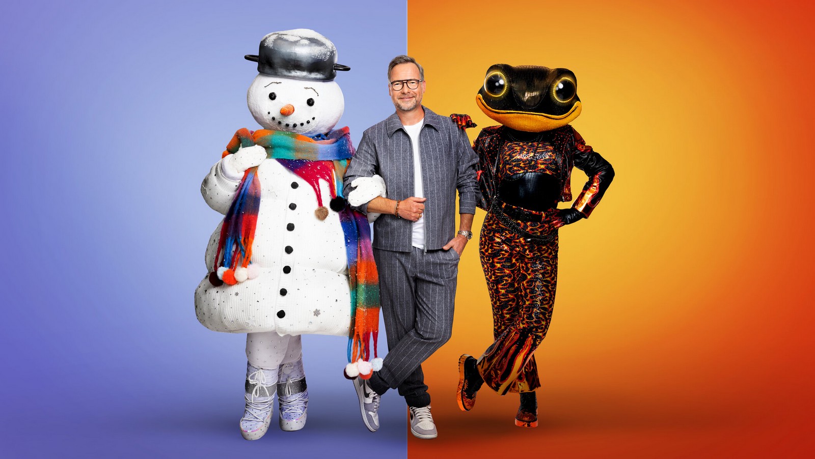 Der Schneemann, Matthias Opdenhövel, der Feuersalamander bei "The Masked Singer" 2024