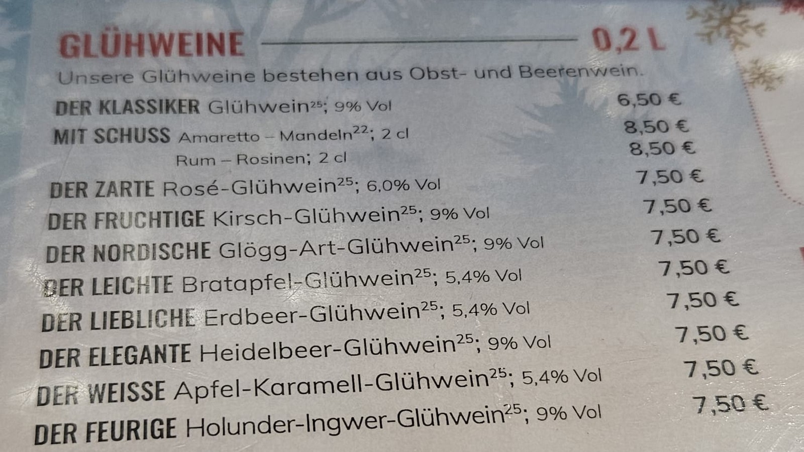 "Unverschämt": Glühwein für 8,50 Euro auf Berliner Weihnachtsmarkt sorgt für Kritik 72 Glühwein-Karte